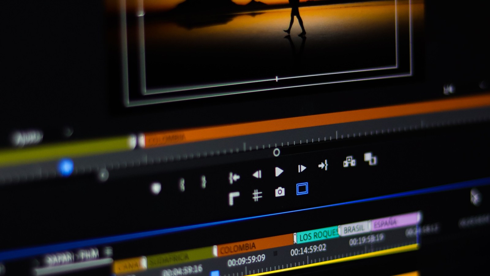 Video editing timeline on a computer screen